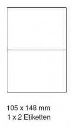 2 Etiketten A6 auf DIN A5 Bogen in Größe 105 x 148 mm - 2.000er Pack